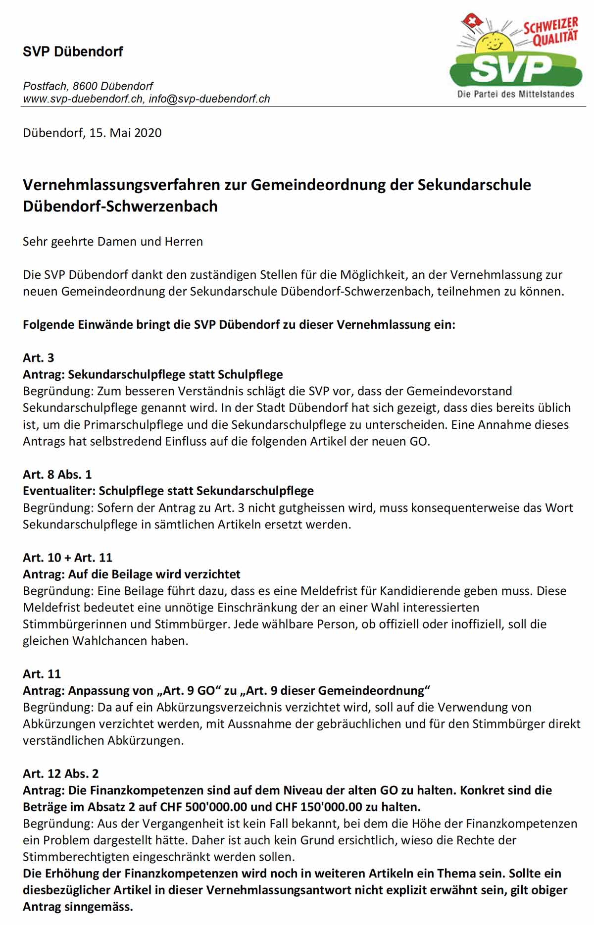 vernehmlassung schule