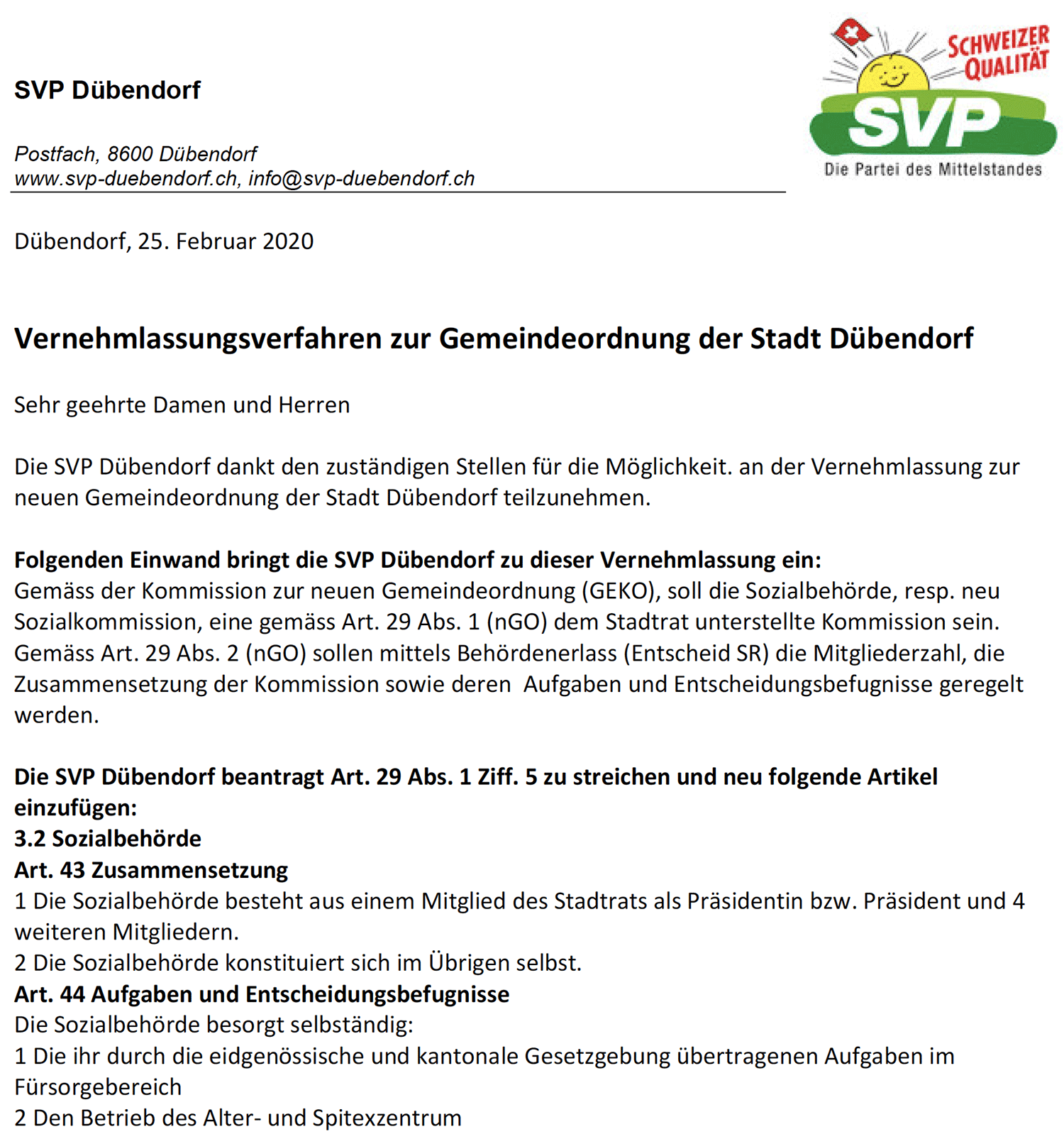 vernehmlassung